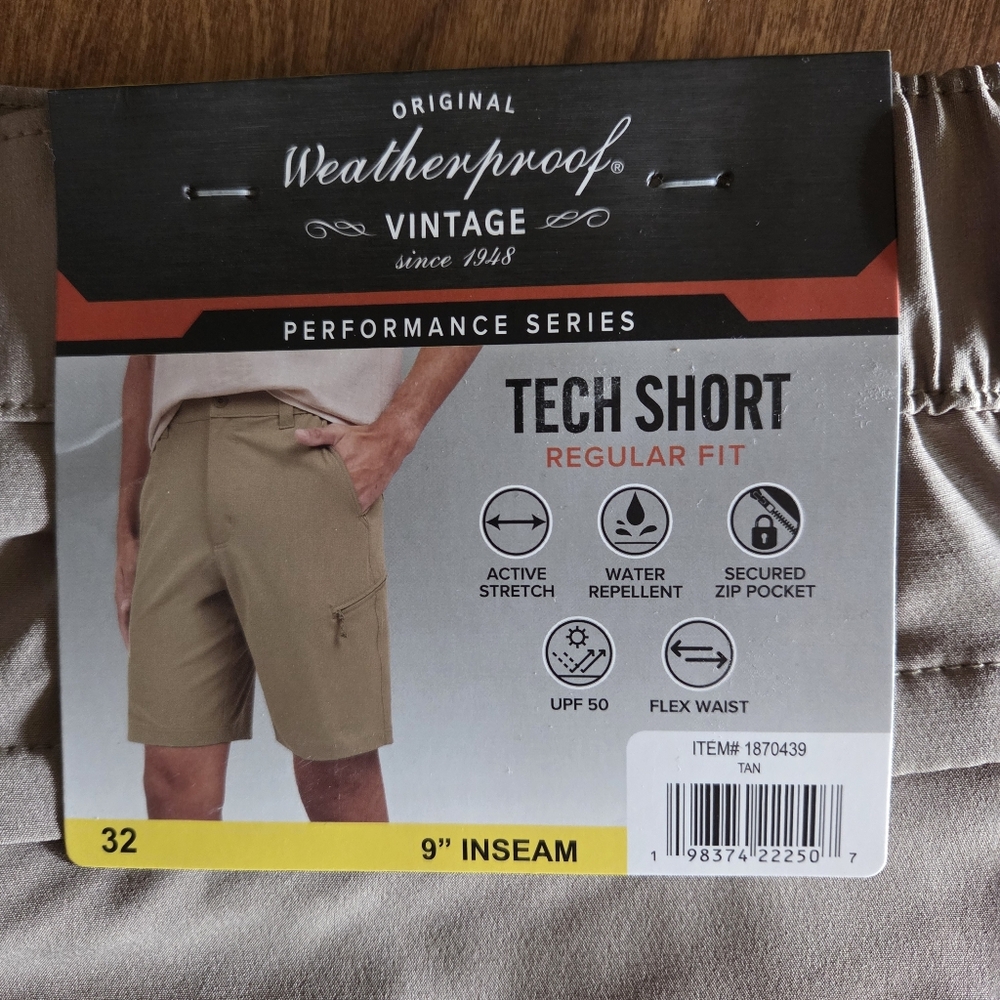 Men's Tan Tech Shorts - Picture 4 of 6